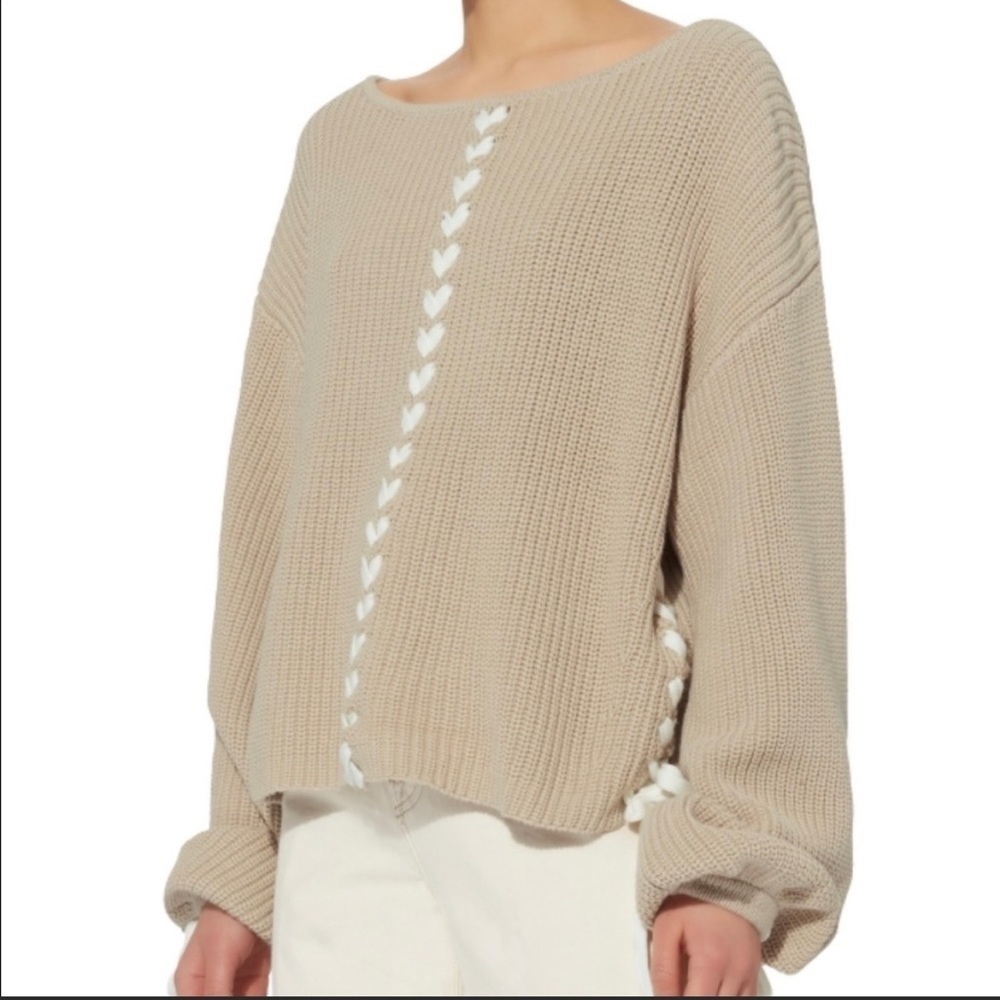 Tabula Rasa Beige Laced Up Sweater